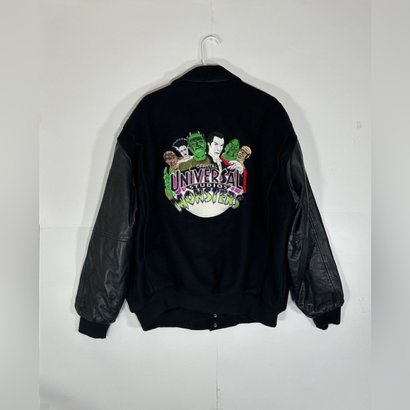 Vintage Universal Studios Monsters Varsity Leather Jacket XXL 1990s USA RARE HTF